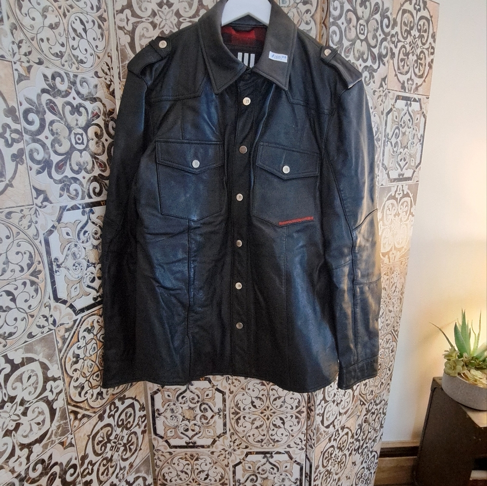 Soft black leather Master jacket men's size large